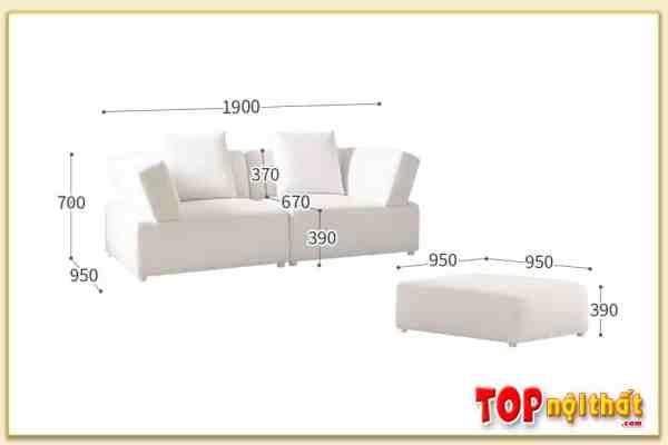 Hình ảnh Chi tiết kích thước ghế sofa văng nỉ SofTop-0961