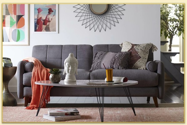 Hình ảnh Ghế sofa văng nỉ màu đậm 2 chỗ ngồi bọc nỉ Softop-1313