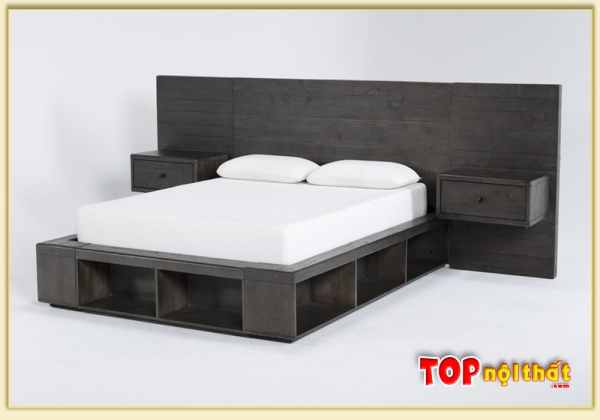 Hình ảnh Giường ngủ gỗ liền tủ đầu giường hiện đại GNTop-0396
