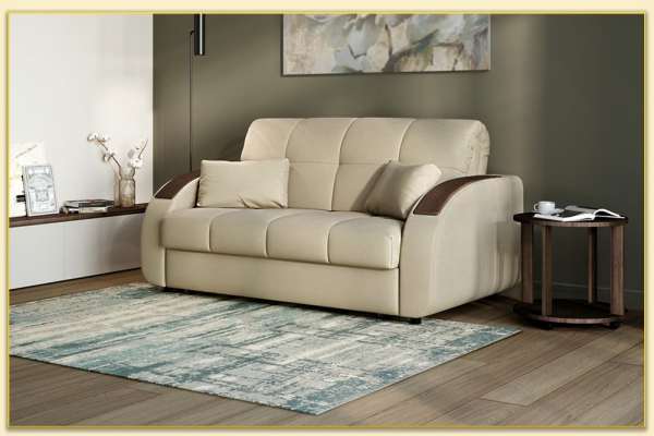 Hình ảnh Mẫu ghế sofa văng bọc nỉ màu kem Softop-1157