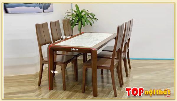 Hình ảnh Kích thước bộ bàn ăn đẹp mặt đá hiện đại 6 ghế BGATop-0055C