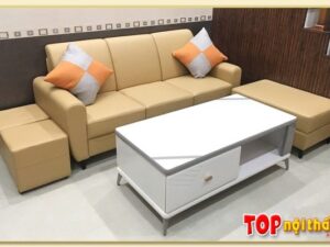 Hình ảnh Sofa văng 3 chỗ bọc da kiểu dáng đẹp đơn giản SofTop-270701