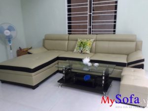 Mẫu sofa da góc chữ L cho phòng khách sang trọng AmiA SFD131
