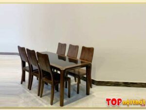 Hình ảnh Bộ bàn ăn đẹp 6 ghế mặt kính đen gỗ Sồi bán chạy BGATop-0055
