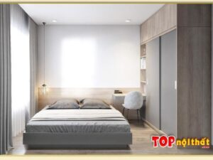 Hình ảnh Giường ngủ gỗ công nghiệp liền bàn phấn GNTop-0217