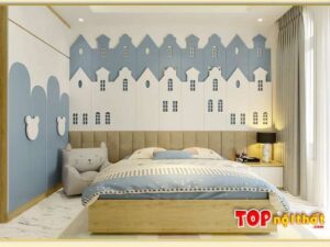 Hình ảnh Giường ngủ gỗ đầu bọc nệm đẹp cho chung cư GNTop-0207