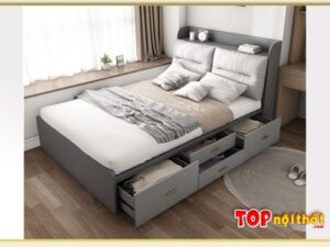 Hình ảnh Giường ngủ gỗ đẹp có kệ gỗ cho chung cư GNTop-0246