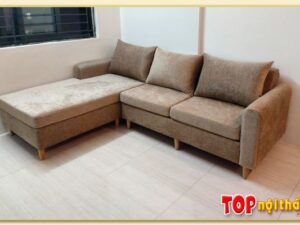 Hình ảnh Mẫu sofa góc chữ L bọc nỉ kiểu dáng đơn giản SofTop-0518